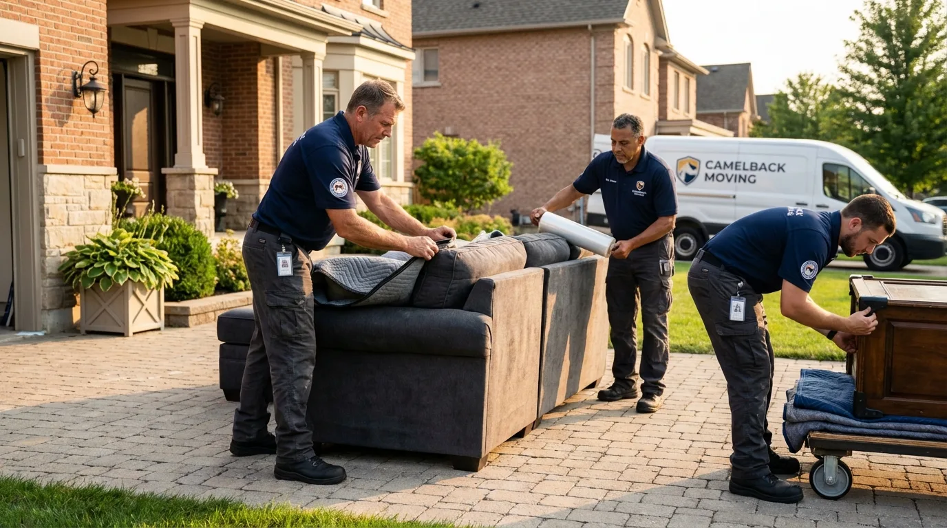 Large estate moving crew wrapping furniture in Roby, TX